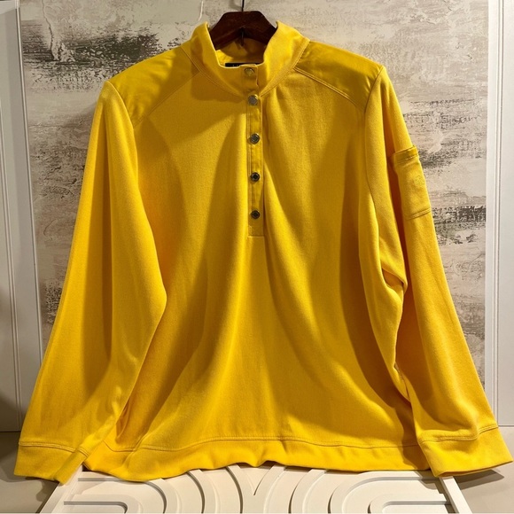 Lauren Ralph Lauren Tops - LAUREN RALPH LAUREN Yellow Knit Monogram Sweatshirt Pullover Womens 3X Mock Neck